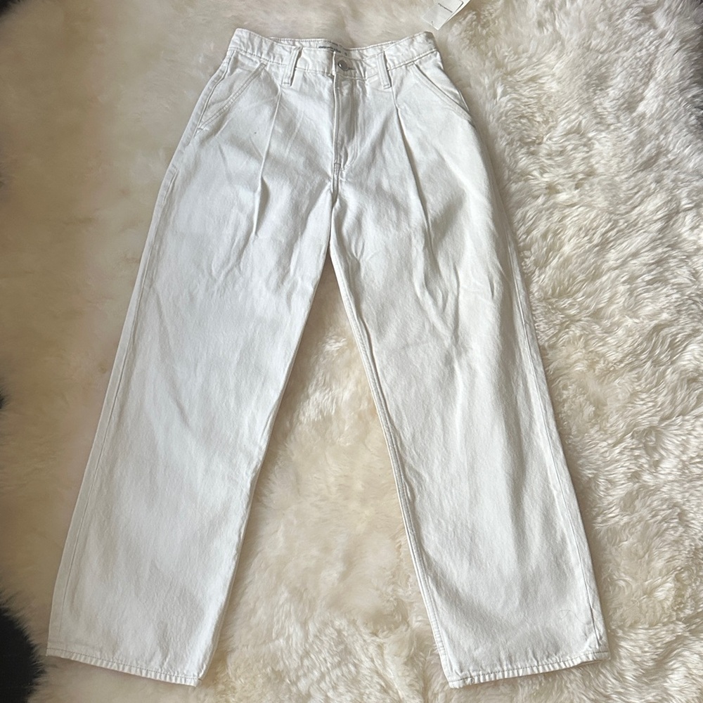 Abercrombie & Fitch Cream High-Rise Pants